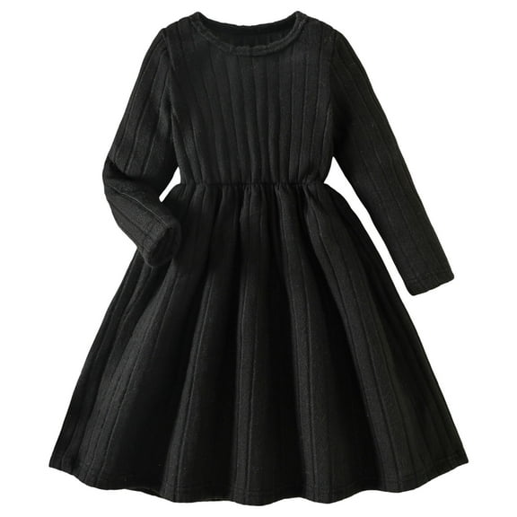Splozh Fall Dresses for Toddler Girls Toddler Baby Girls Fall Clothes Soft Dress Long Sleeve Winter Outfits Casual Birthday Party Black,2-3 Years