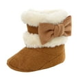 thumbnail image 1 of Splozh Fleece Booties Baby Boy Baby Girls and Boys Warm Shoes Soft Booties Soft Comfortable Toddler Shoes Warming Cotton Shoes Brown,US 5.5, 1 of 9