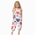 thumbnail image 1 of Splozh Girl 4th of July Romper Jumpsuits for Girls Casual Sleeveless Loose Spaghetti Strap Summer Rompers Long Pants with Pockets Blue,3-4 Years, 1 of 5