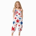 thumbnail image 1 of Splozh Girl 4th of July Romper Jumpsuits for Girls Casual Sleeveless Loose Spaghetti Strap Summer Rompers Long Pants with Pockets Dark Blue,3-4 Years, 1 of 5