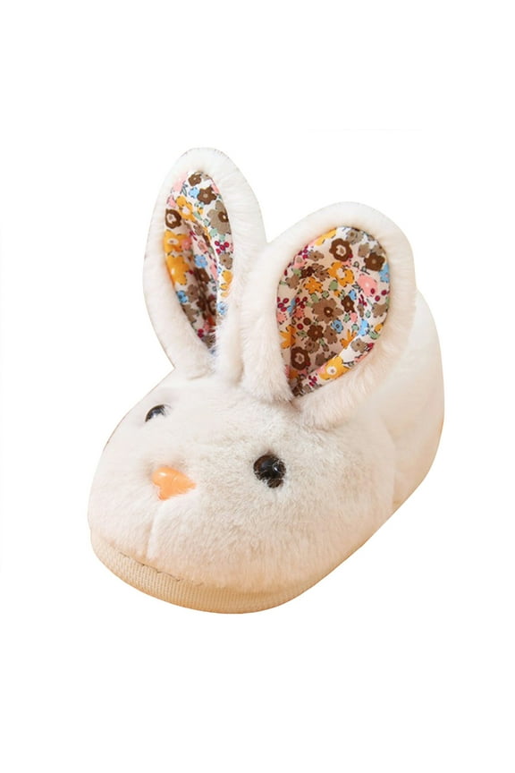 Girl Boy House Slipper Kids Rabbit Winter Slipper Warm Bunny Slippers Soft Plush Indoor Girls Boys Slipper,White 1