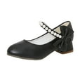 thumbnail image 1 of Splozh Girl Mary Jane Shoes Low Heel Rhinestones Princess Flats Dress Pump Shoes for Little Kid,Black 11.5, 1 of 6