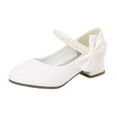 thumbnail image 1 of Splozh Girl Mary Jane Shoes Low Heel Rhinestones Princess Flats Dress Pump Shoes for Little Kid,White 13.5, 1 of 6