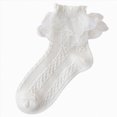 thumbnail image 1 of Splozh Girl Ruffle Socks Girls Ruffle Socks White Fancy Ruffled Lace Dress Socks for Girls Toddler Daily Wear,White,10-16 Years, 1 of 4