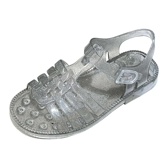Splozh Girl Sandals Summer Girls Sandals Jelly Flower Fashion Open Toe Beach Shoes Water Sandals Grey,US 13