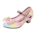 thumbnail image 1 of Splozh Girl's Dress Shoes Glitter Rhinestone Bow Accent Mary Jane Kids Pumps,Multicolour 1.5, 1 of 3
