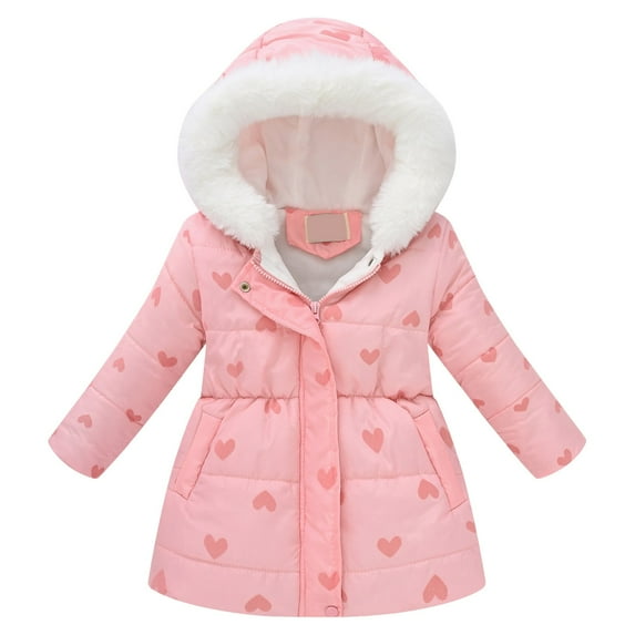 Splozh Girl's Long Parka Warm Winter Coat Water Resistant Quilted Puffer Jacket Snow Outwear,Hot Pink 5-6 Years