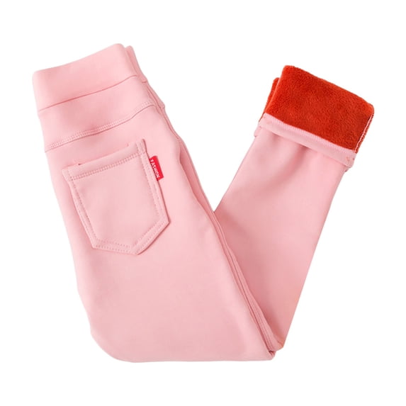 Splozh Girls Athletic Leggings Kids Yoga Girls' Thermal Trousers Winter Trousers with Pockets Leggings Pants Warm Cuddly Trousers Children's Clothing Girls Pink,3-4 Years