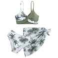 thumbnail image 1 of Splozh Girls Bathing Suits Girls 3 Piece Swimsuit Set Stylish Tween Bathing Suits Bikini with Mesh Skirt Green,9-10 Years, 1 of 5