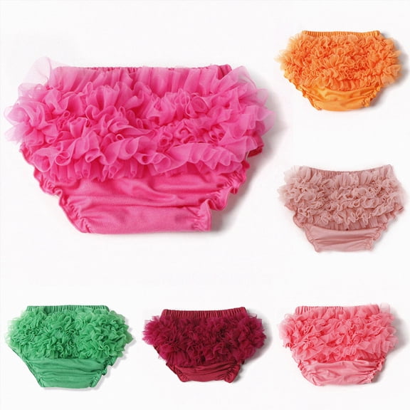 Splozh Girls Bloomers Cute Ruffle Cotton Seamless Diaper Cover, Soft Breathable Toddler Potty Training Underwear Training Pants Summer Wear Watermelon Red,6-15 Months