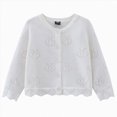 thumbnail image 1 of Splozh Girls' Cardigan Sweater Cute Buttons Cotton Long Sleeve Crewneck Sweater for Girls Cardigan for Toddler Girl,White,5-6 Years, 1 of 4