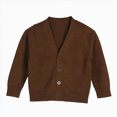 thumbnail image 1 of Splozh Girls Cardigan Sweater School Toddler Long Sleeve Button Knit Solid Sweaters Tops Toddler Girl Cardigan,Brown,12-18 Months, 1 of 9