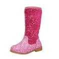 thumbnail image 1 of Splozh Cowboy Boots Square Toe Kids Boots Western Boots Cowgirl Boots for Toddler/Little Kid/Big Kid,Hot Pink 1, 1 of 6
