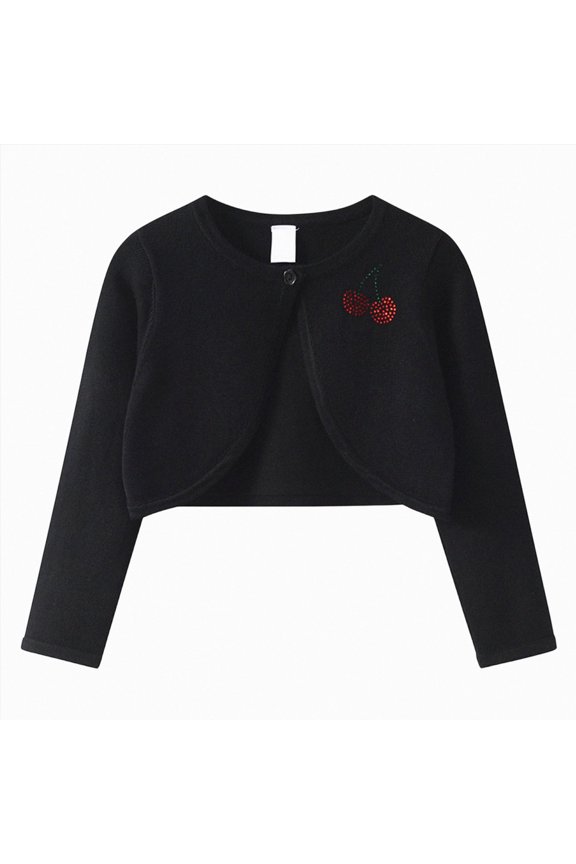 Girls Dance Tops 1-14 Years Girl's Bolero Cardigan Open Front Lightweight Knit Cropped Shrug Cardigan Sweater,Black,13-14 Years