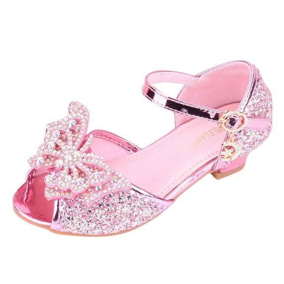 Splozh Girls Dress Shoes Princess High Heels Closed Toe Party Wedding Flower Girls Shoes Toddler Little Big Kid,Pink 12