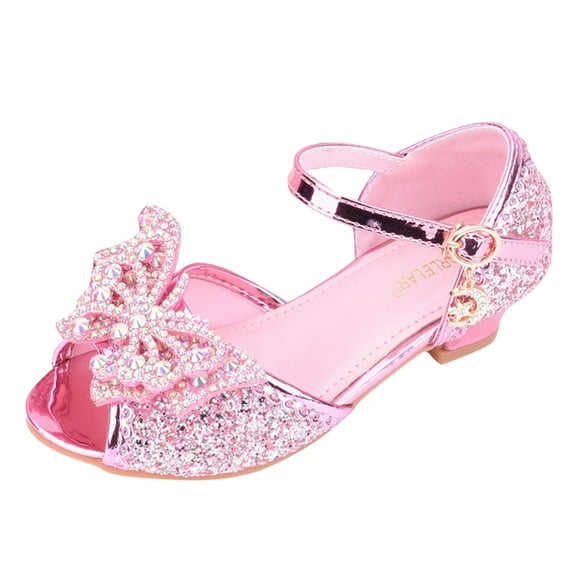 Splozh Girls Dress Shoes Princess High Heels Closed Toe Party Wedding Flower Girls Shoes Toddler Little Big Kid,Pink 3