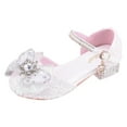 thumbnail image 1 of Splozh Girls Dress Shoes Princess High Heels Closed Toe Party Wedding Flower Girls Shoes Toddler Little Big Kid,White 10.5, 1 of 5