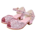 thumbnail image 1 of Splozh Girls Dress Shoes Princess High Heels Closed Toe Party Wedding Flower Girls Shoes Toddler Little Big Kid,Pink 11, 1 of 6