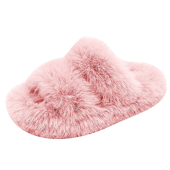 Splozh Toddler Boy Slippers Indoor Girl's Fuzzy Fluffy Slippers Open Toe kids Slippers Cross Band Shoes Slides for Girls House Home Indoor Outdoor Pink,US 11.5