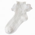 thumbnail image 1 of Splozh Girls Frilly Socks Girls Ruffle Socks Toddler Girl Double Lace Frilly Dress Socks Turn Cuff Pageant Sock 1-3 Years,White, 1 of 4