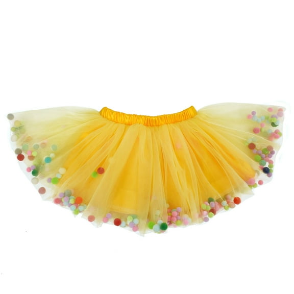 Splozh Girls High Waist Tulle Skirts Christmas Girls Tutu Skirt Kids Bowknot Layered Dance Skirt Gymnastic Party Ballet Dress Yellow,3-4 Years