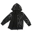 thumbnail image 1 of Splozh Girls Hoodie Sweatshirt Toddler Girls Jacket Lightweight Hooded Windbreaker Kids Light Jacket Print Outwear Black,7-8 Years, 1 of 2