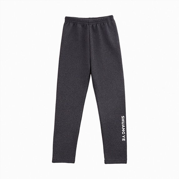 Splozh Girls Joggers Fashion Fall Winter Kids Fleece Thickened Thermal Pants Girls' Printed Leggings with Bow Baby Casual Pants,Light Gray,11-12 Years