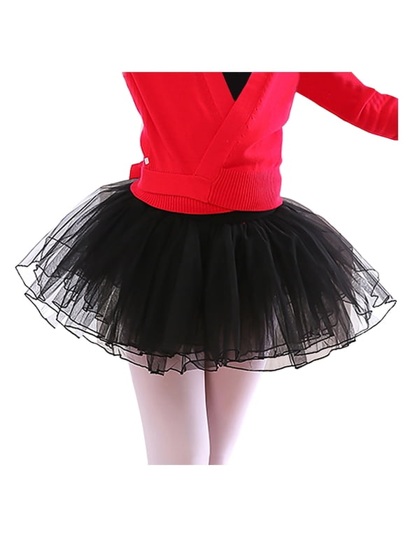 Girls' Layered Tutu Tulle Layered Tulle Tutu Skirt for Girls Ballet Dressing Up Kid Tutu Skirt Birthday Party Fluffy Tulle Tutu Black,5-8 Years