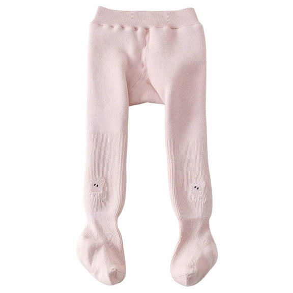 Splozh Girls Leggings Athletic Baby Girls Tights Winter Fleece Lined Leggings Girls Knit Thick Warm Tights Basic Solid Color Comfy Outfits Pink,0-6 Months