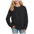 thumbnail image 1 of Splozh Girls Long Sleeve Shirt Shirts for Girls Long Sleeve Casual Loose Fit Tunic Tops Solid Blouses Comfy Blouses Black,2-3 Years, 1 of 5