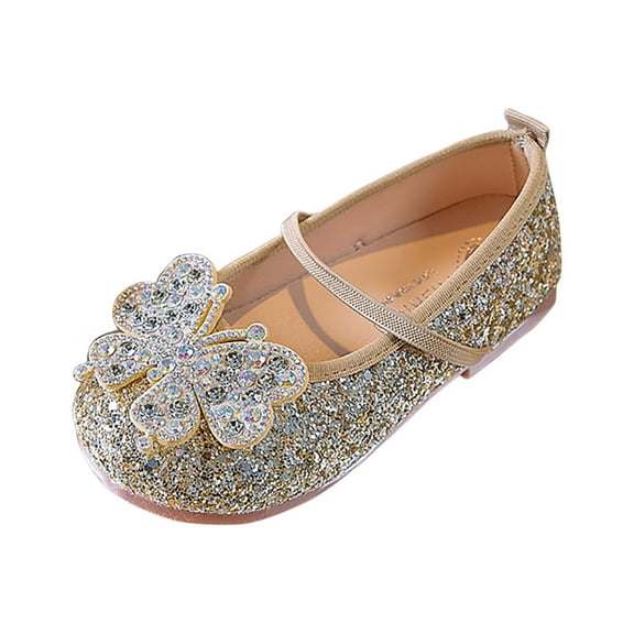 Splozh Girls Mary Jane School Uniform Shoes Sequin Non-Slip Flats Princess Shoes for Toddler/Little Kid/Big Kid,Rose Gold 13