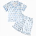 thumbnail image 1 of Splozh Girls Matching Pajamas Girls Pajamas Set 2 Piece Button Down Pjs Soft Ruffle Sleepwear Loungewear Cute Pjs,Sky Blue,5-6 Years, 1 of 9
