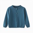 thumbnail image 1 of Splozh Girls Open Front Cardigan Long Sleeve Casual Kids Fall Clothes Solid Thick Chunky Sweater Coat Infant Sweater,Sky Blue,3-4 Years, 1 of 4