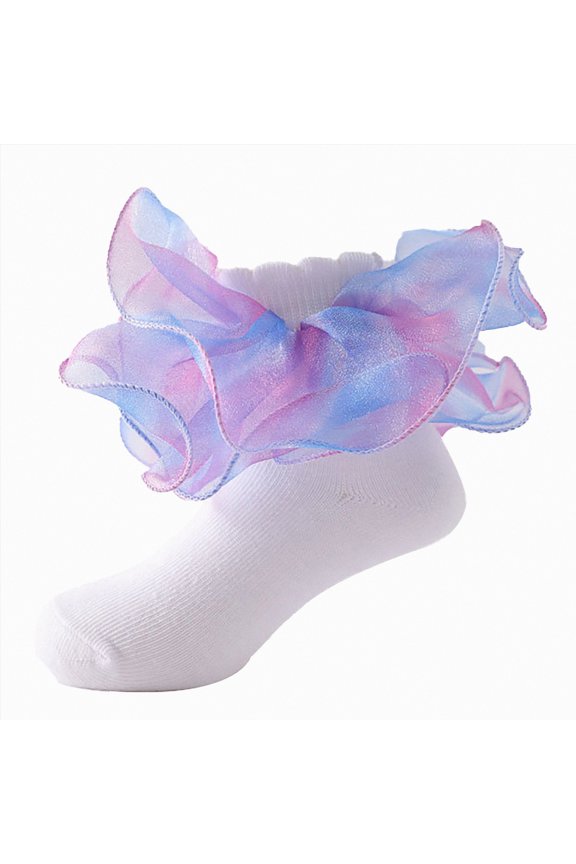 Girls Ruffle Socks Dress Lace Girls Ruffle Socks Girls Princess Dress Ballerina Tutu Socks with Lace Frilly 1-3 Years,Purple