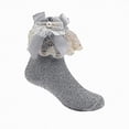 thumbnail image 1 of Splozh Girls Ruffle Socks Dress Lace Toddler Girls Double Lace Ruffle Socks Turn Cuff Big Ruffle Dress Lace Socks 7-8 Years,Grey, 1 of 5