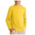 thumbnail image 1 of Splozh Girls Shirt Long Sleeve Boys Long Sleeve Shirts Kids Crewneck T Shirts Casual Striped Tops Tees Loose Basic Tees Yellow,8-9 Years, 1 of 4