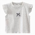 thumbnail image 1 of Splozh Girls Short Sleeve T Shirts 0-10 Years Crew Neck Flying Sleeve Casual Loose Summer Kids Tops,Grey,18-24 Months, 1 of 6