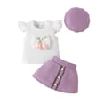 thumbnail image 1 of Splozh Girls Spring Outfits Toddler Girls' Outfit Set, 3 Piece Embroidered Pullover Skirt with Hat for Party Photos Purple,12-18 Months, 1 of 8