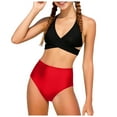 thumbnail image 1 of Splozh Girls Swim Suits Girls Bikini Sets 2 Piece Swimsuit Solid Color Bathing Suits for Teen Girls Swimwear Red,7-8 Years, 1 of 9