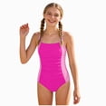 thumbnail image 1 of Splozh Girls Swimsuit 7-16 Years One Piece Swimsuits Solid Ruched Bathing Suit for Girls Full Coverage Modest Padded Swimwear,Red,11-12 Years, 1 of 6