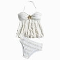 thumbnail image 1 of Splozh Girls Swimsuit Girl's Two Piece Bikini Sets Cut Out Ruffle Top High Waist Cute Swimsuit,White,7-8 Years, 1 of 6