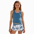 thumbnail image 1 of Splozh Girls Tankini 7-16 Years Girls' Swimsuit 2 Piece Tankini Two Piece Swimsuit Top Shorts Set Girls Fashion Swimsuits,Dark Blue,11-12 Years, 1 of 8