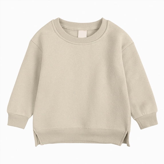 Splozh Girls Tops 1T 2T 3T 4T 5T 6T 7T Toddler Kids Cotton Long Sleeve T Shirts Crewneck Basic Long Sleeve Tee Shirts,Khaki,4-5 Years