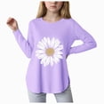 thumbnail image 1 of Splozh Girls Tshirts 5-14 Years Tween Cute Summer Tops Teen Basic Tees Long Sleeve Clothes for Kids,Purple,7-8 Years, 1 of 4