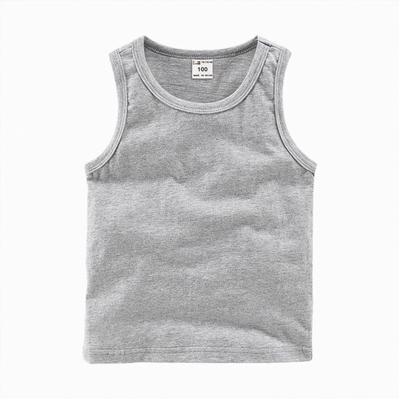 Splozh Girls Undershirt 1-8 Years Girls Vest Tops Soft Breathable Solid Color Casual Summer Vest,Grey,4-5 Years