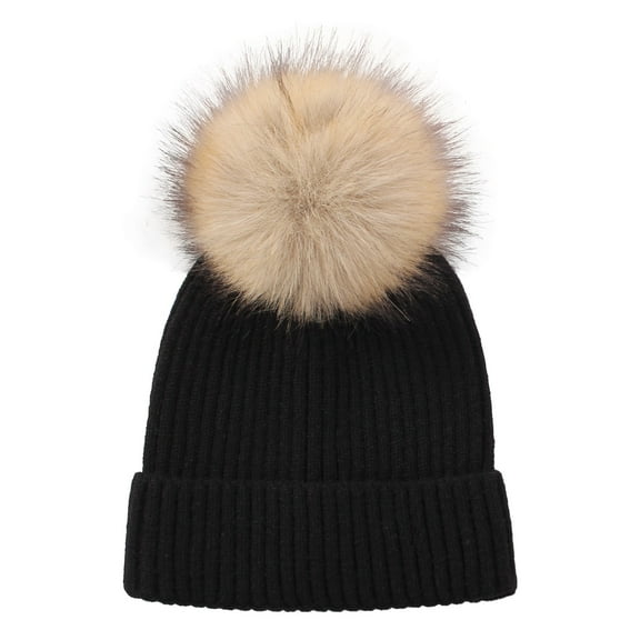 Splozh Hats for Newborn Baby Boy Winter Pullover Hat Children's Double Ear Hat Solid Cute Knitting Yarn Baby Hat Black,3-8 Years