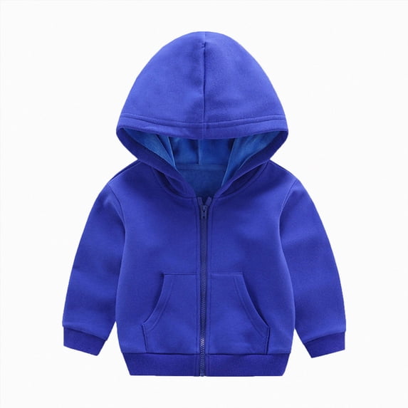 Splozh Hoodies for Boys Toddler Kids Girls Boys Drawstring Hooded Comfortable Tops Loose Long Sleeve Blouse Soild with Pocket Sweatshirt Coat,Blue,4-5 Years