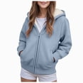 thumbnail image 1 of Splozh Hoodies for Teen Girls 1-14 Years Girls Hoodie Soft Fleece Sherpa Lined Hoodie Zip Up Sweatshirt for Girls,Blue,3-4 Years, 1 of 6