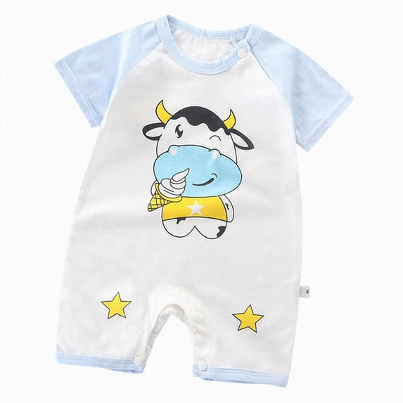Splozh Infant Baby Boys' Sleep and Play Pajamas One-Piece Sleeper Romper Jumpsuit Cotton PJs for Newborn Baby Rompers Boy,Light Blue,6-12 Months