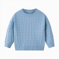 thumbnail image 1 of Splozh Infant Boy Knit Sweater Baby Toddler Boys Sweater Girls Knit Pullover Sweatshirt Kids Long Sleeve Crew Neck Solid Casual Tops,Sky Blue,2-3 Years, 1 of 5